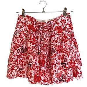 NWT Maverick Eva Laced Layered Mini Skirt in White/Red Floral Print [US L]